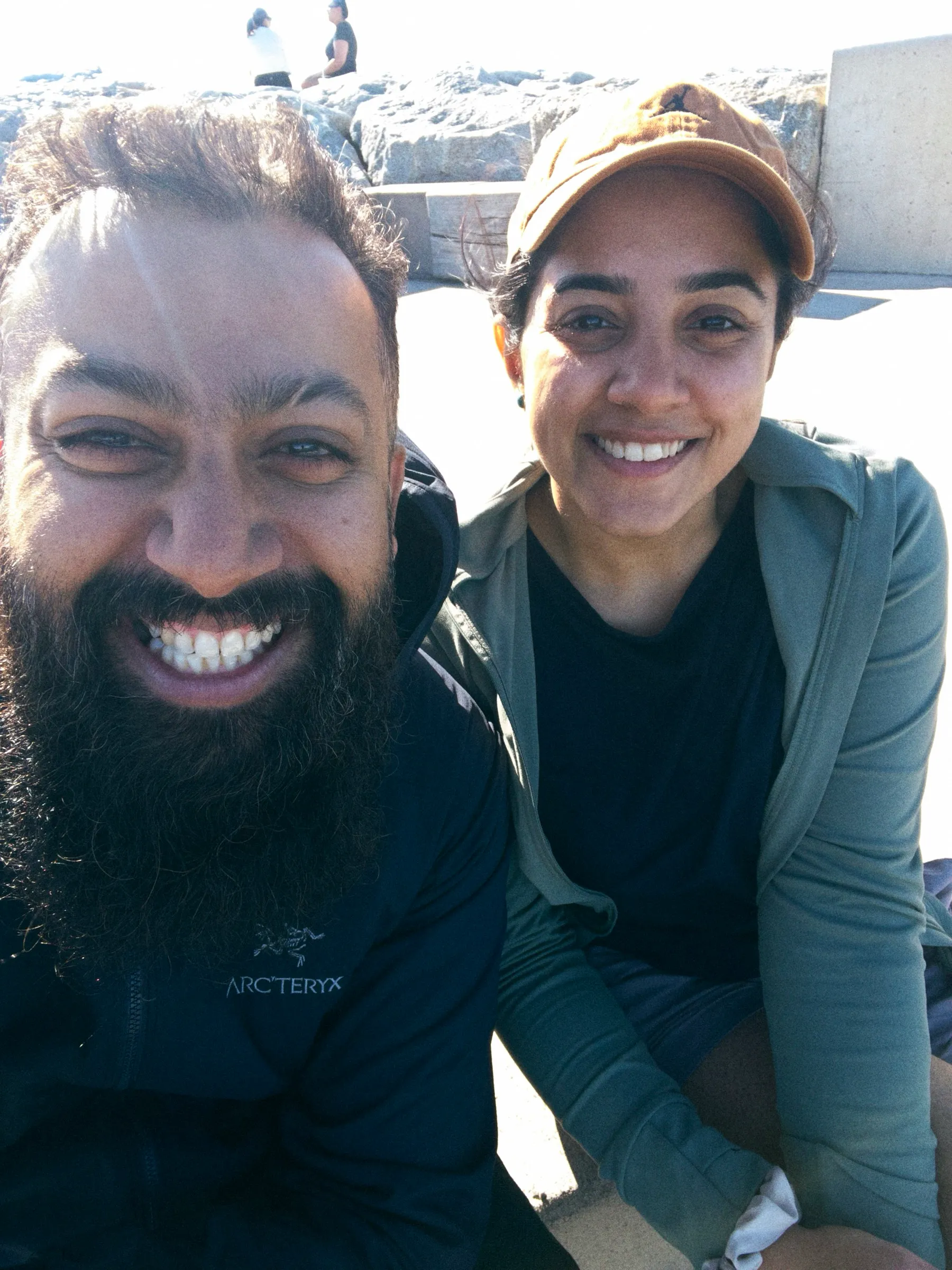 Outdoor selfie on rocks