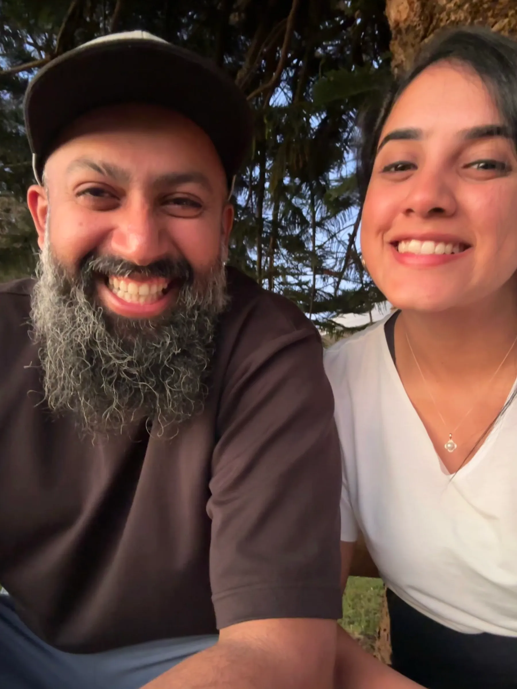 Outdoor selfie under tree